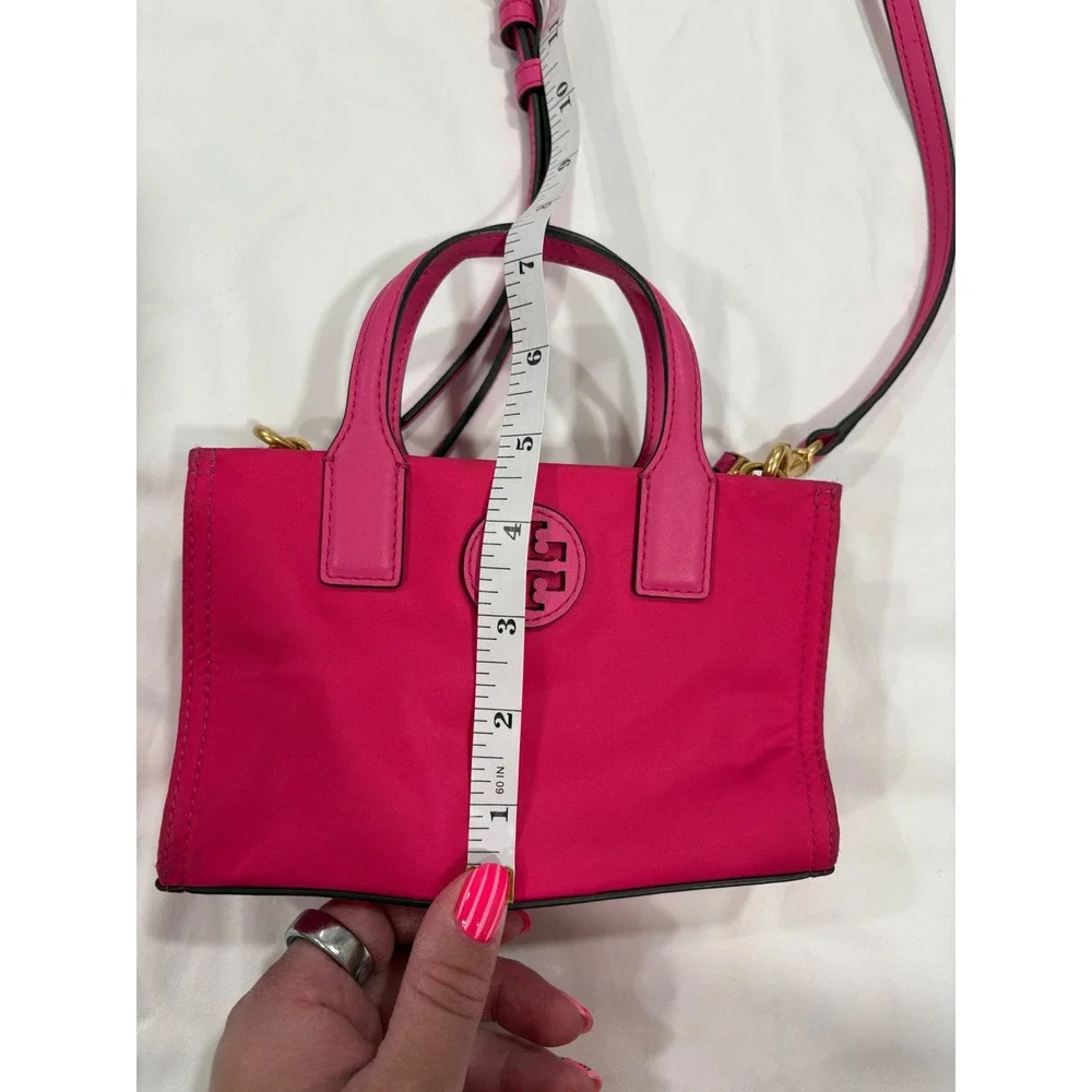 Tory Burch Ella Mini Nylon Tote Bright Pink Hot Small Crossbody Zip Top